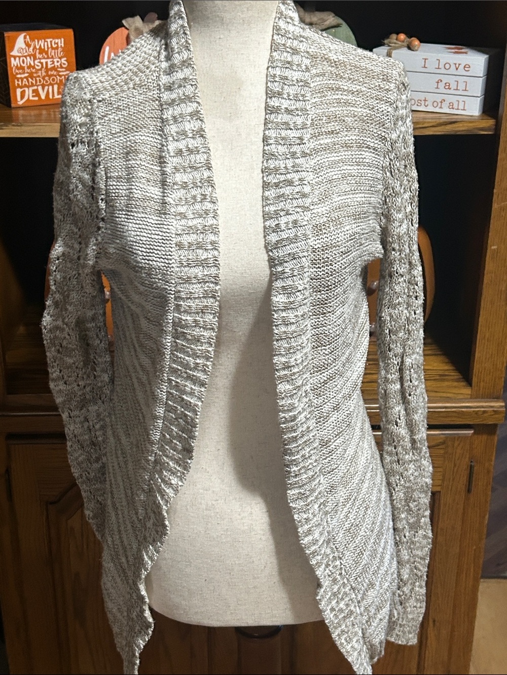Charlotte Russe Open-Front Knit Cardigan in Cream